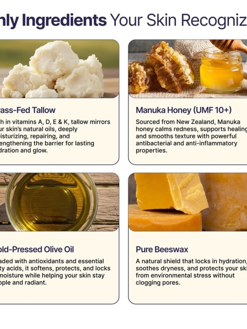 Neptune Health Grass Fed Tallow & Honey Balm - Anti Aging Formula - Picture 3 of 4